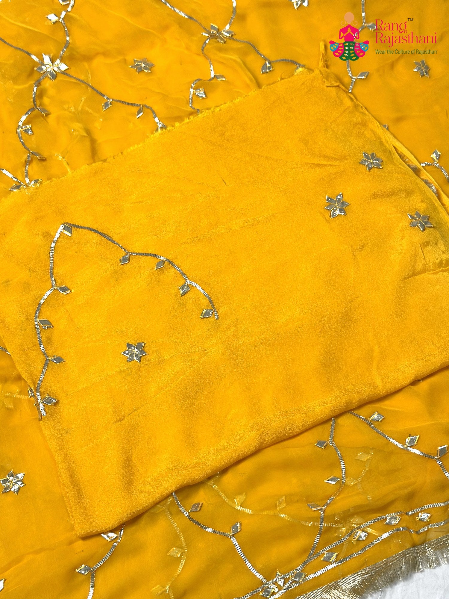 Yellow Chiffon Gota Patti Saree for Haldi Ceremony | Traditional Edit