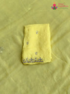 Yellow Pure Chiffon Hand Work Saree for Haldi Ceremony | Buy Today