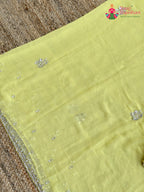 Yellow Pure Chiffon Hand Work Saree for Haldi Ceremony | Buy Today