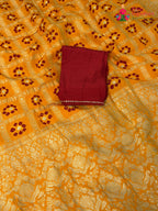Yellow Pure Dola Silk Bandhani Gharchola Saree for Haldi Ceremony | Heritage Weave