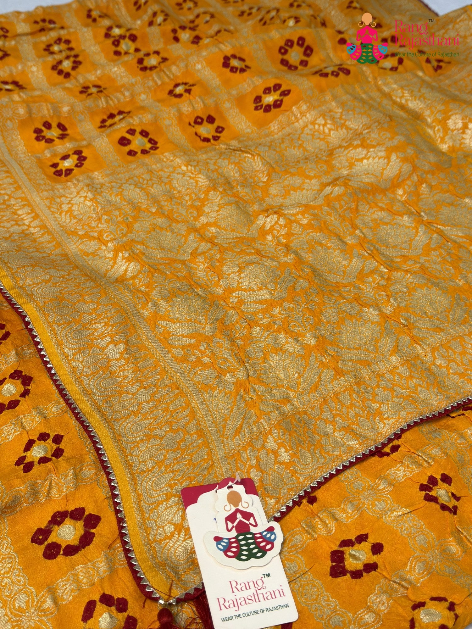 Yellow Pure Dola Silk Bandhani Gharchola Saree for Haldi Ceremony | Heritage Weave