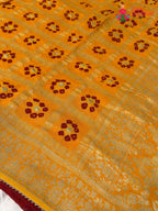 Yellow Pure Dola Silk Bandhani Gharchola Saree for Haldi Ceremony | Heritage Weave