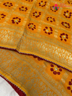 Yellow Pure Dola Silk Bandhani Gharchola Saree for Haldi Ceremony | Heritage Weave
