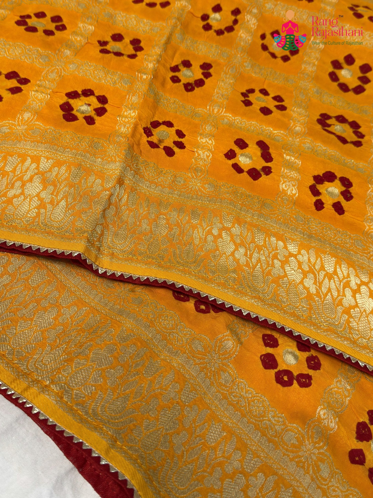 Yellow Pure Dola Silk Bandhani Gharchola Saree for Haldi Ceremony | Heritage Weave