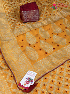 Yellow Pure Dola Silk Bandhani Gharchola Saree for Festive Wear | Premium Collection