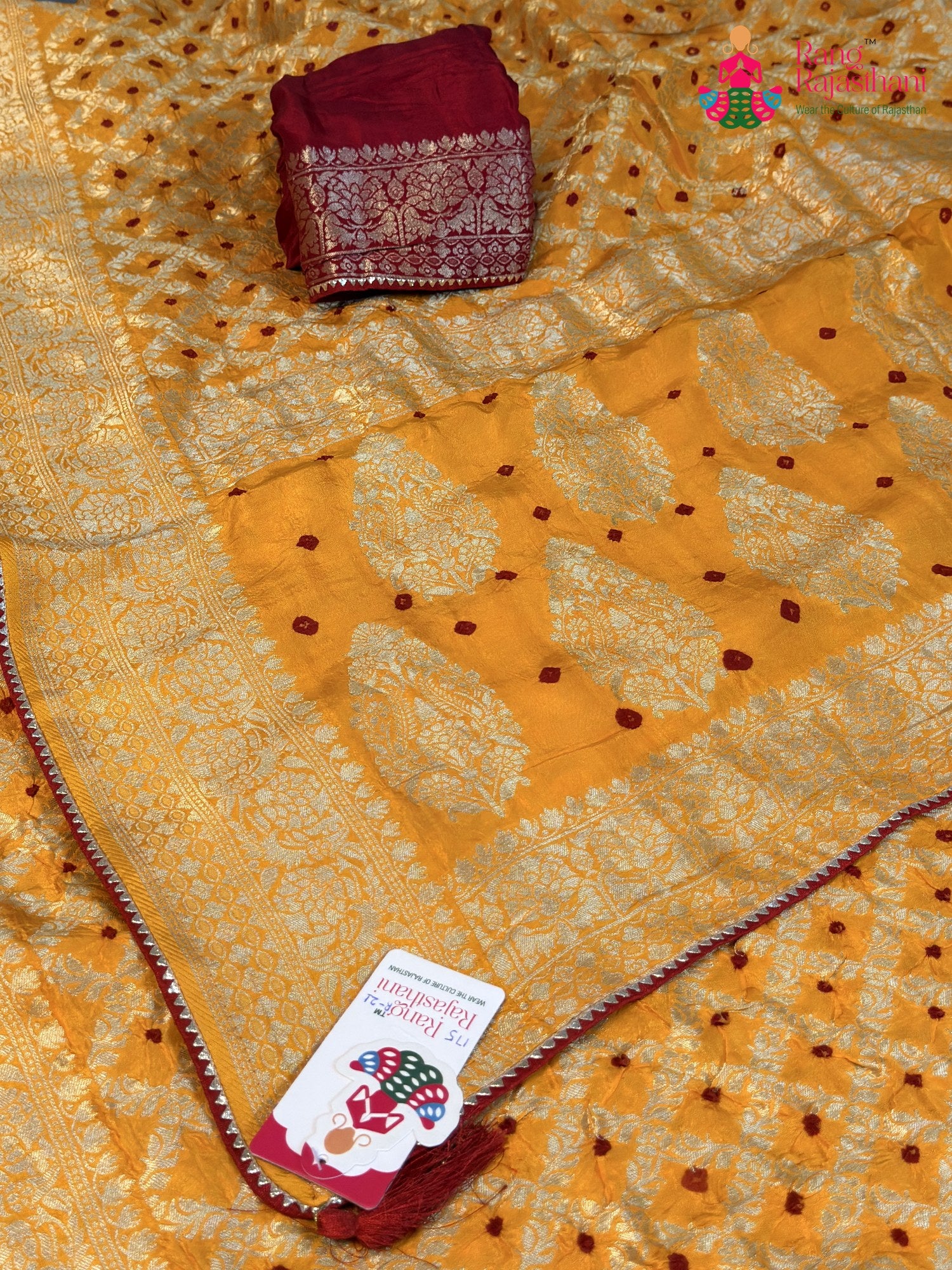 Yellow Pure Dola Silk Bandhani Gharchola Saree for Festive Wear | Premium Collection