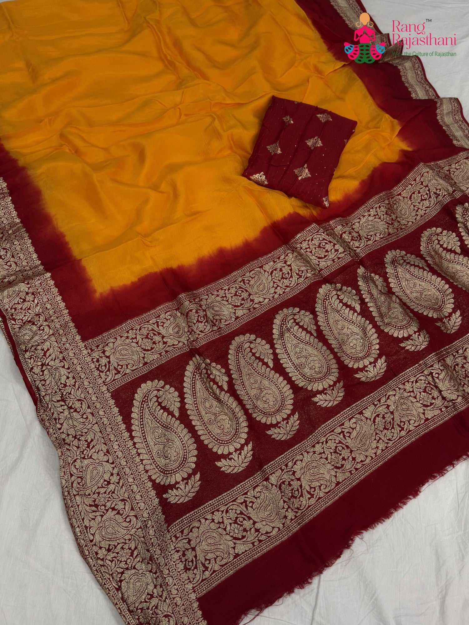 Yellow Pure Russian Silk Banarasi Zari Weave Pila Saree for Motherhood Ceremony | Wedding Collection