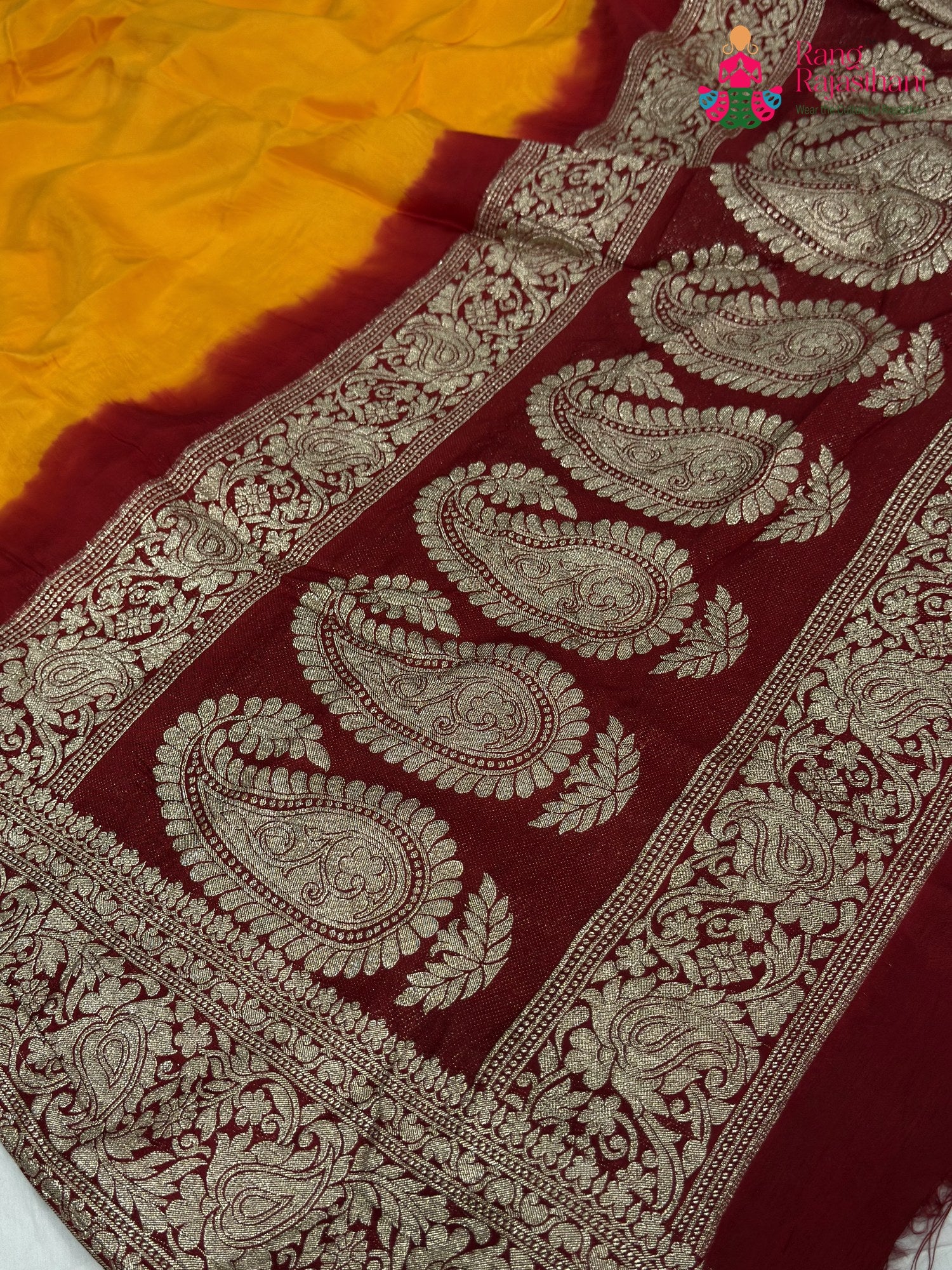 Yellow Pure Russian Silk Banarasi Zari Weave Pila Saree for Motherhood Ceremony | Wedding Collection