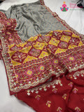complete look of yellow pure russian silk gota patti saree 