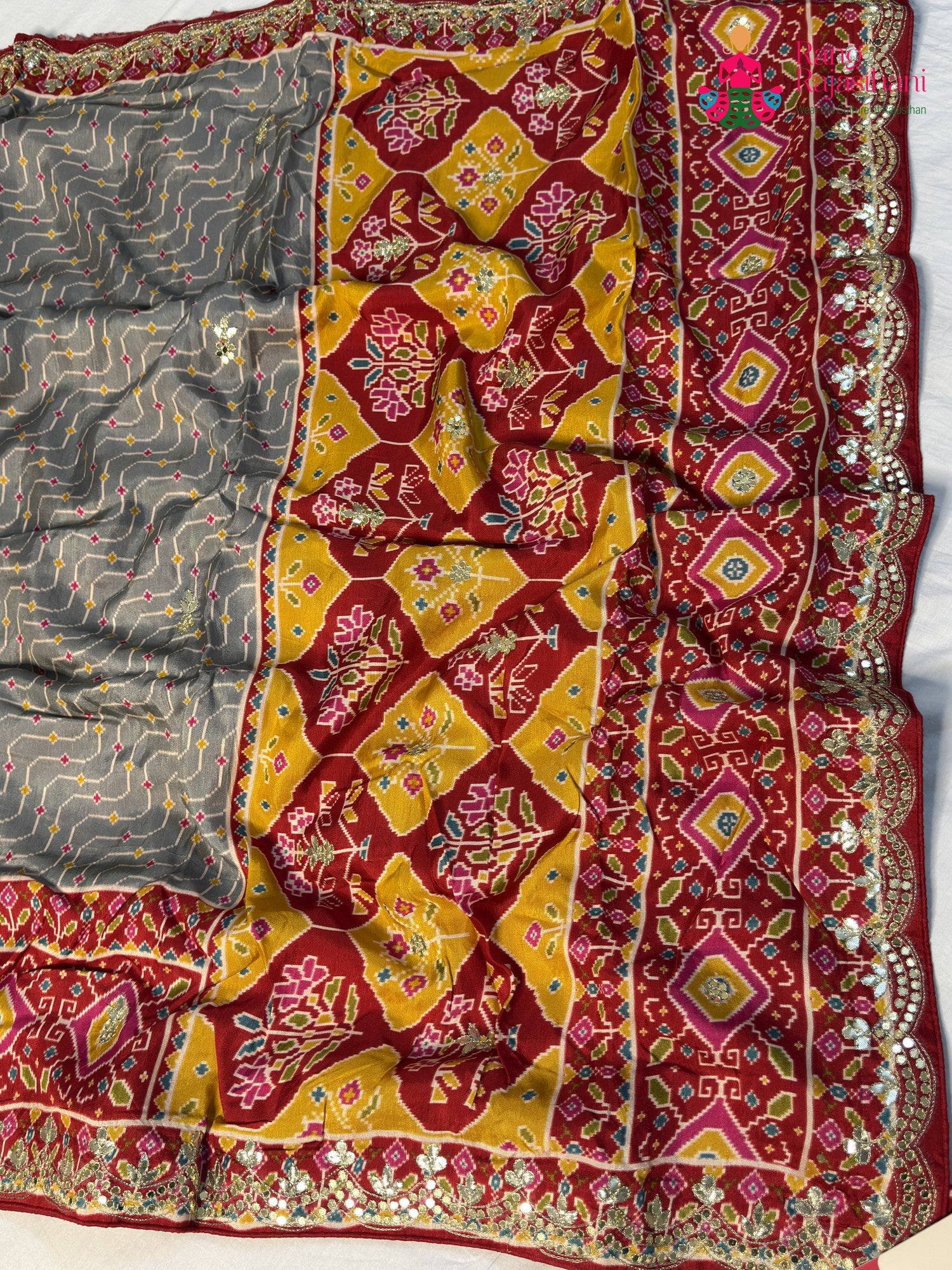 Yellow Pure Russian Silk Gota Patti Saree for Mehendi Ceremony | Customer Favourite