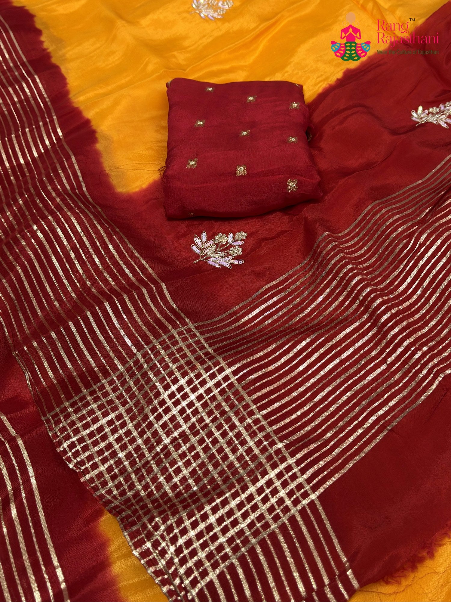 Yellow Pure Russian Silk Hand Embellishment Pila Saree for Motherhood Ceremony | Bridal Edit