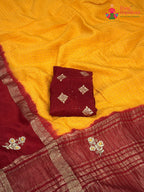 Yellow Pure Russian Silk Hand Embellishment Pila Saree for Motherhood Ceremony | Wedding Ready