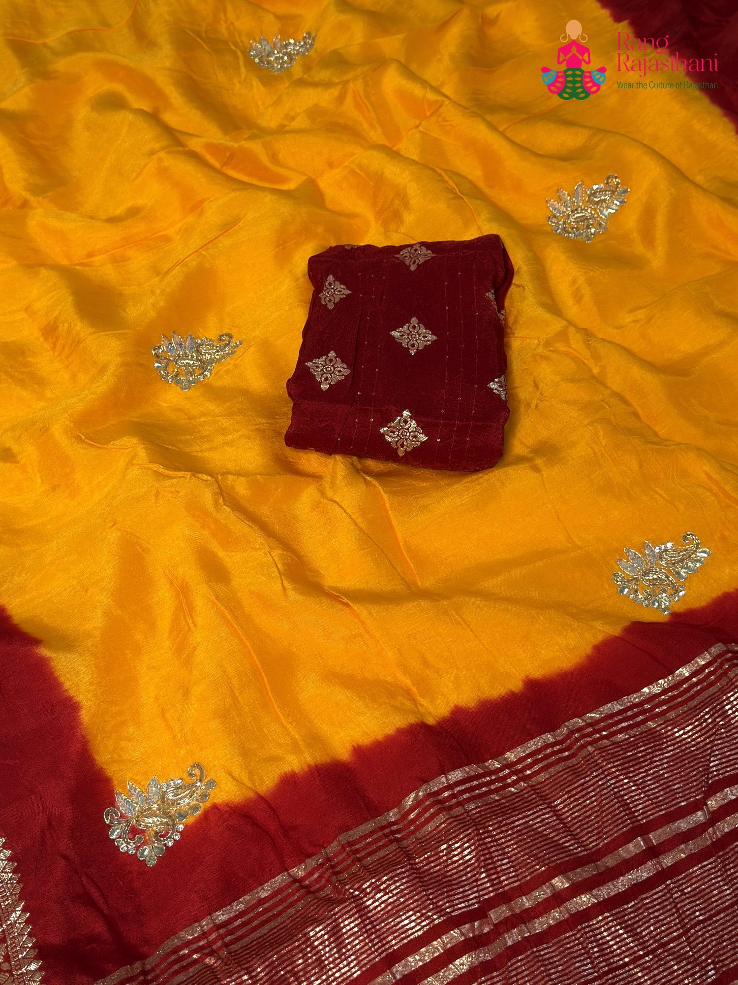 Yellow Pure Russian Silk Hand Embellishment Pila Saree for Motherhood Ceremony | Bridal Edit