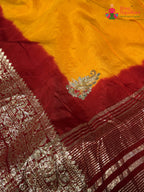 Yellow Pure Russian Silk Hand Embellishment Pila Saree for Motherhood Ceremony | Bridal Edit