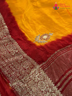 Yellow Pure Russian Silk Hand Embellishment Pila Saree for Motherhood Ceremony | Wedding Saree