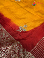 Yellow Pure Russian Silk Hand Embellishment Pila Saree for Motherhood Ceremony | Wedding Pick