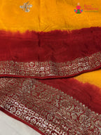 Yellow Pure Russian Silk Hand Embellishment Pila Saree for Motherhood Ceremony | Wedding Pick