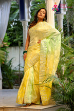 Yellow Pure Upada Silk Gota Patti Saree for Wedding Guest | Luxury Edit