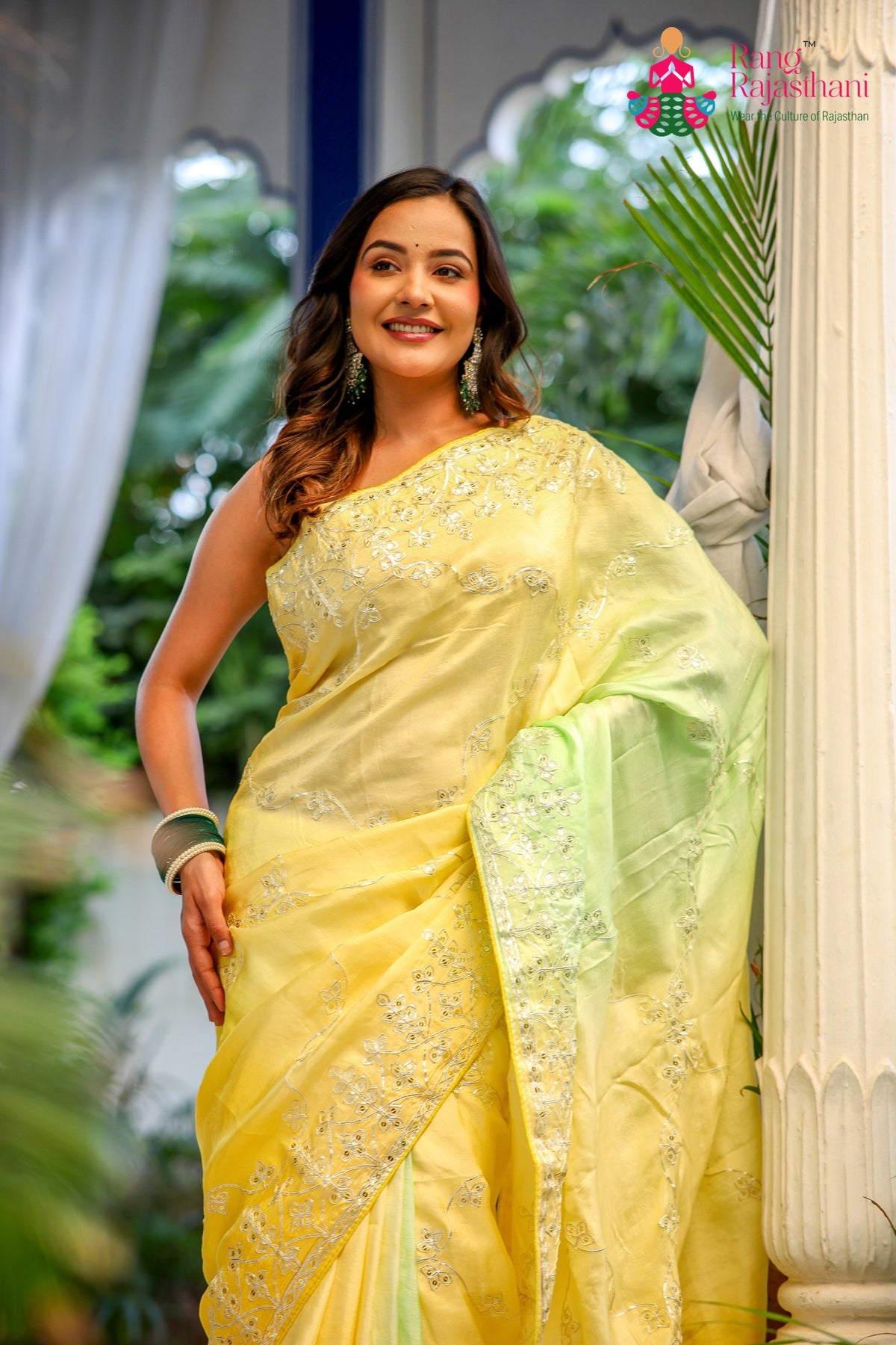 Yellow Pure Upada Silk Gota Patti Saree for Wedding Guest | Luxury Edit