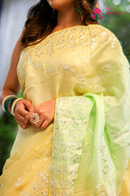 Yellow Pure Upada Silk Gota Patti Saree for Wedding Guest | Luxury Edit