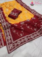complete look of yellow pure upada silk gota patti saree 
