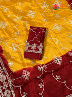 border detail of yellow pure upada silk gota patti saree