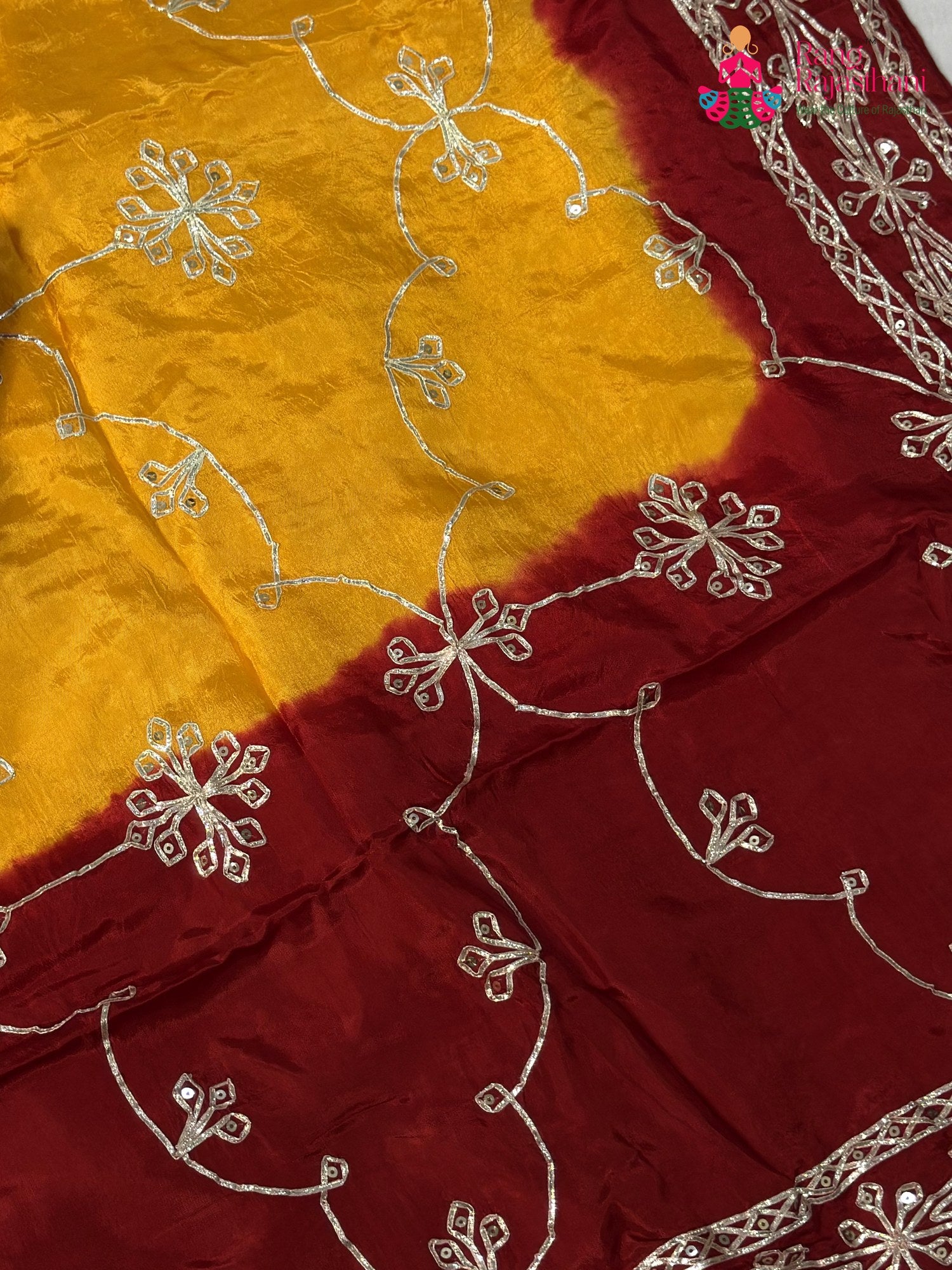 Yellow Pure Upada Silk Gota Patti Pila Saree for Motherhood Ceremony | Wedding Wear