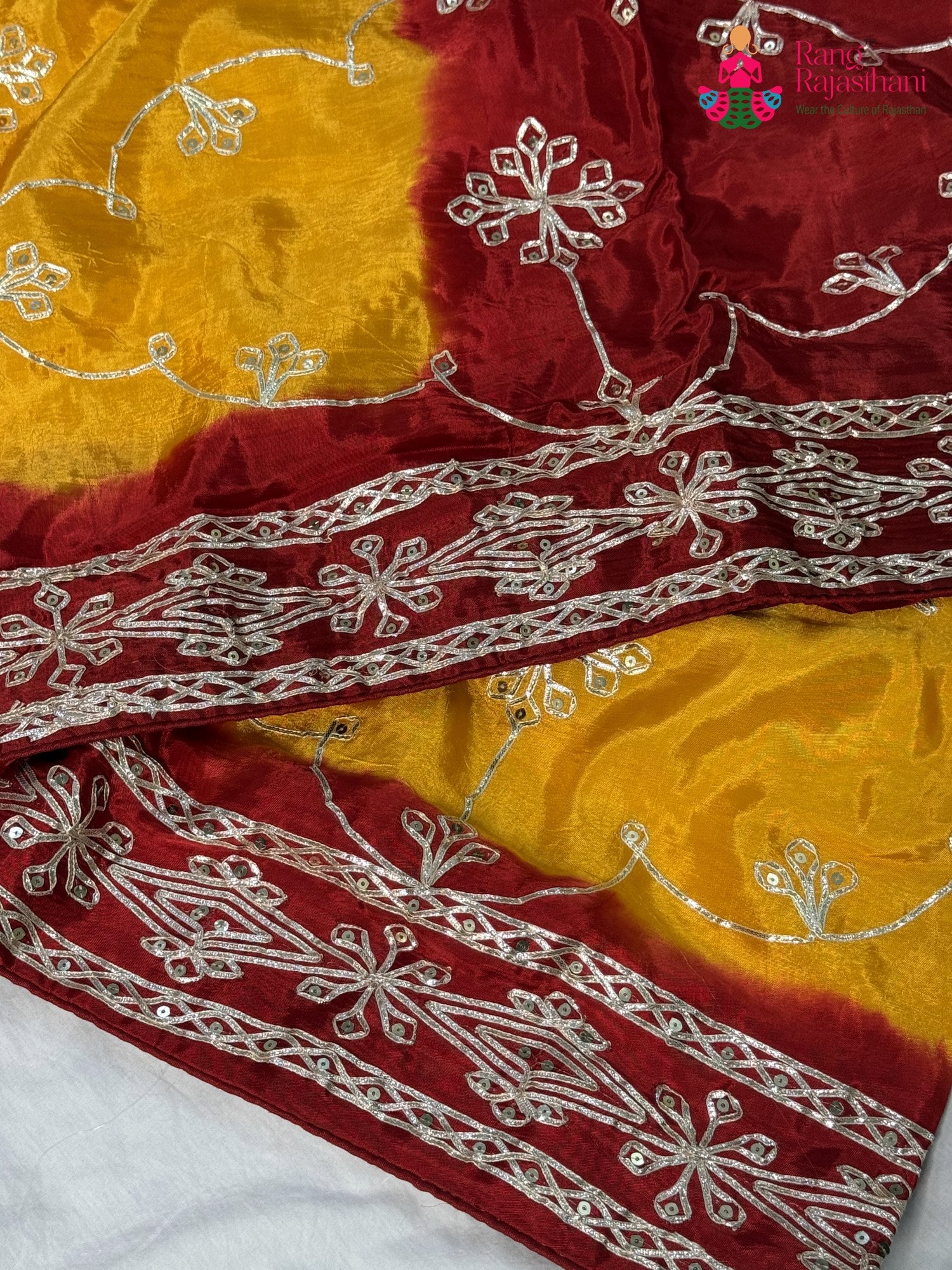 Yellow Pure Upada Silk Gota Patti Pila Saree for Motherhood Ceremony | Wedding Wear
