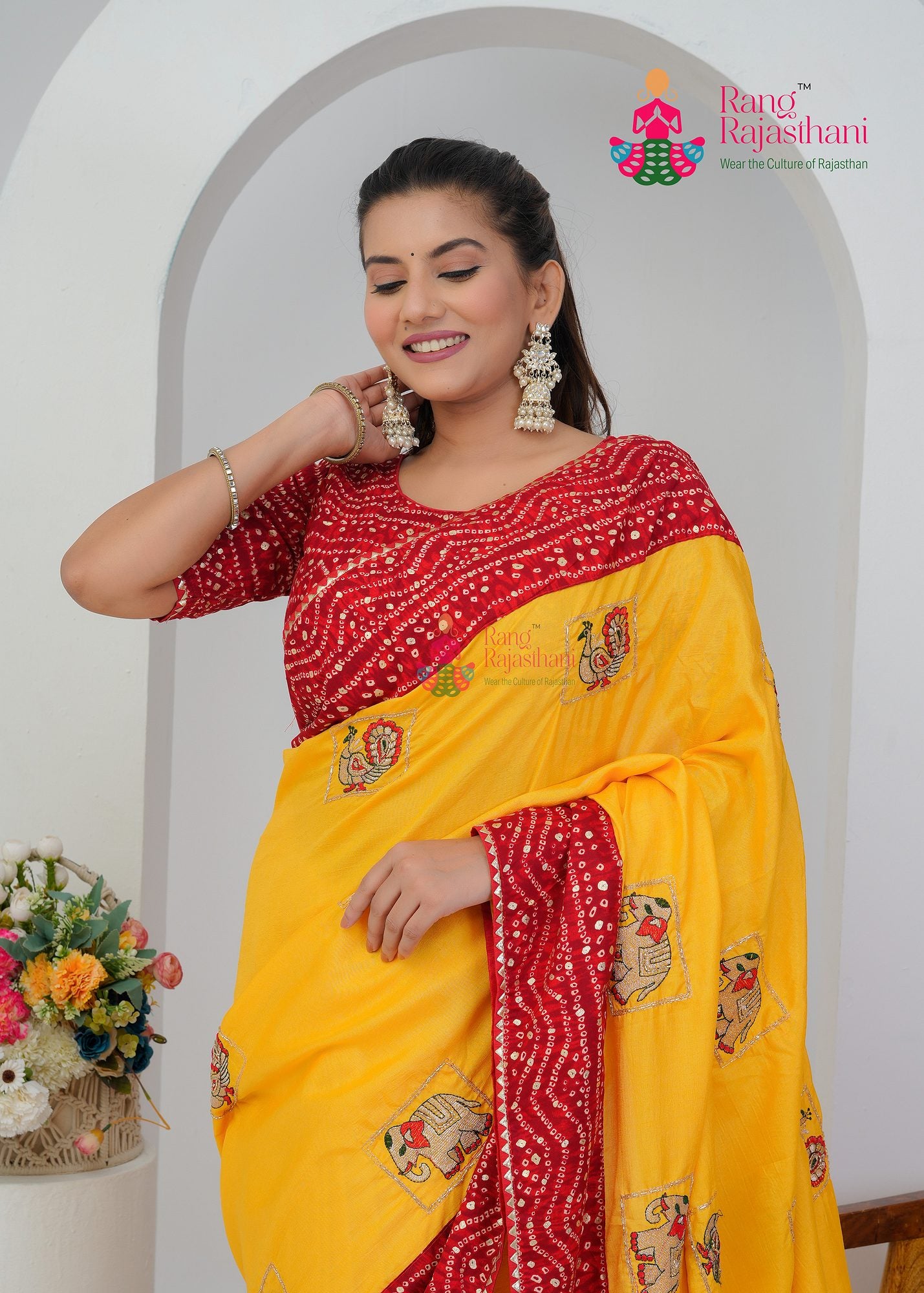 Yellow Silk Saree - Celebration Wear Party Wear