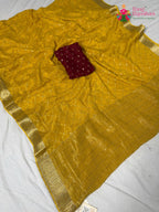fabric texture of yellow saree