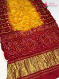 Yellow Semi Gaji Silk Hand Tie Dye Bandhani Pila Saree for Motherhood Ceremony | Best Seller