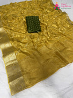full view of yellow silk saree