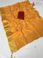 border detailing of yellow silk saree