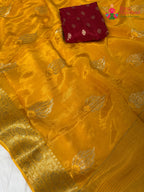 fabric texture of yellow silk saree