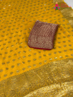 Yellow Soft Georgette Banarasi Zari Weave Saree for Haldi Ceremony | Easy Drape