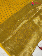 Yellow Soft Georgette Banarasi Zari Weave Saree for Haldi Ceremony | Easy Drape