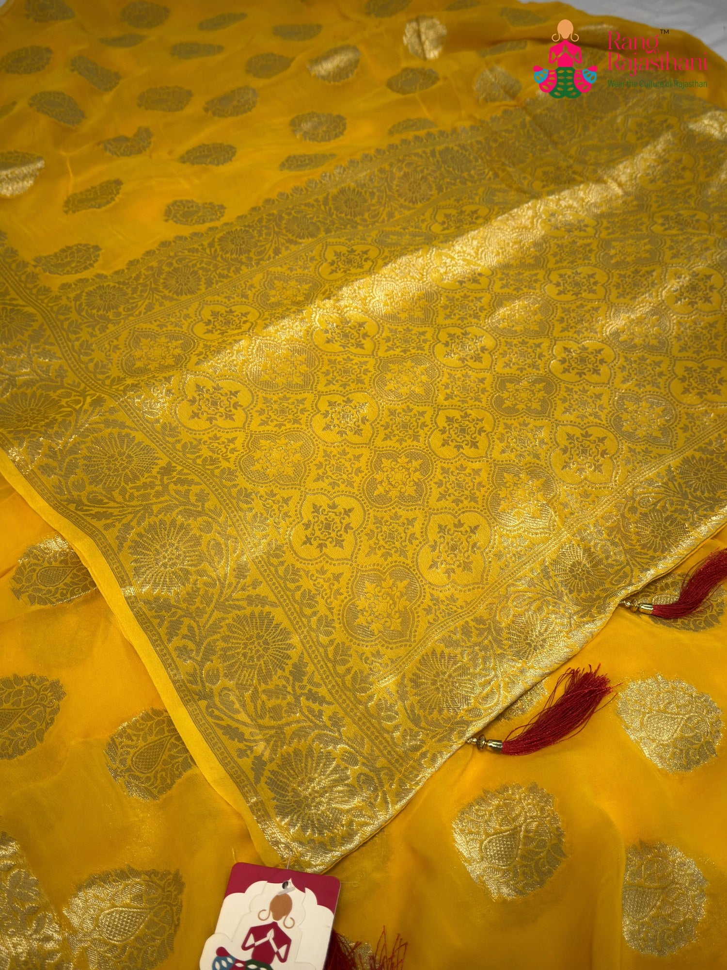 Yellow Soft Georgette Banarasi Zari Weave Saree for Haldi Ceremony | Curated Look
