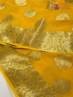 Yellow Soft Georgette Banarasi Zari Weave Saree for Haldi Ceremony | Curated Look