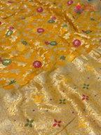 Yellow Soft Georgette Meenakari Zari Saree for Haldi Ceremony | Bridal Edit