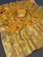 Yellow Soft Georgette Meenakari Zari Saree for Haldi Ceremony | Bridal Edit