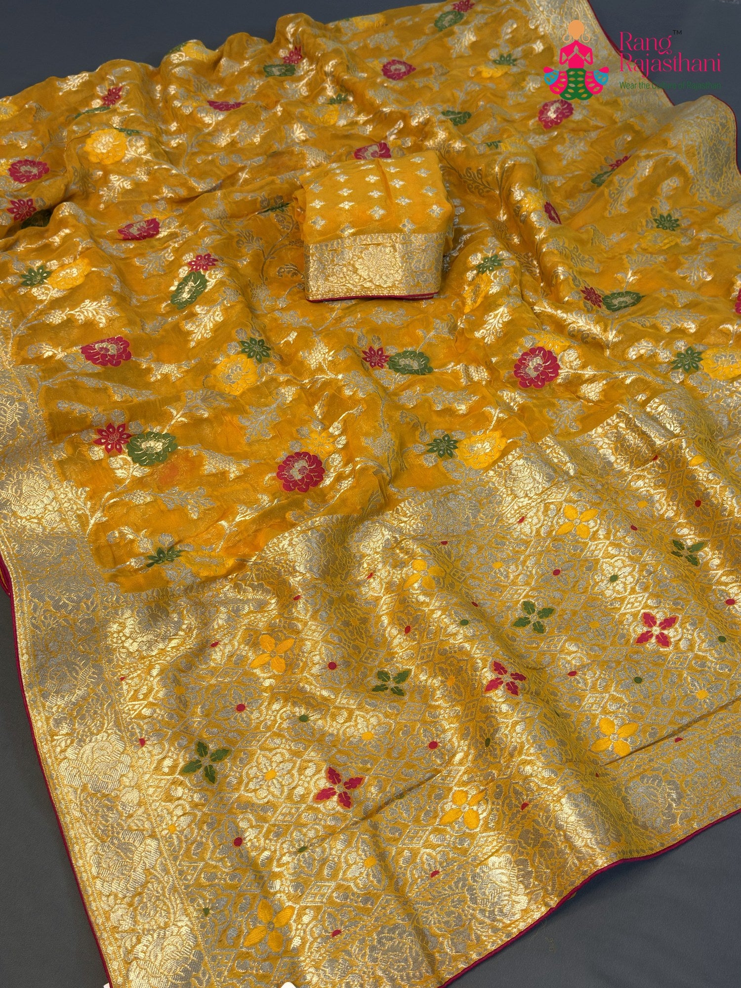 Yellow Soft Georgette Meenakari Zari Saree for Haldi Ceremony | Bridal Edit
