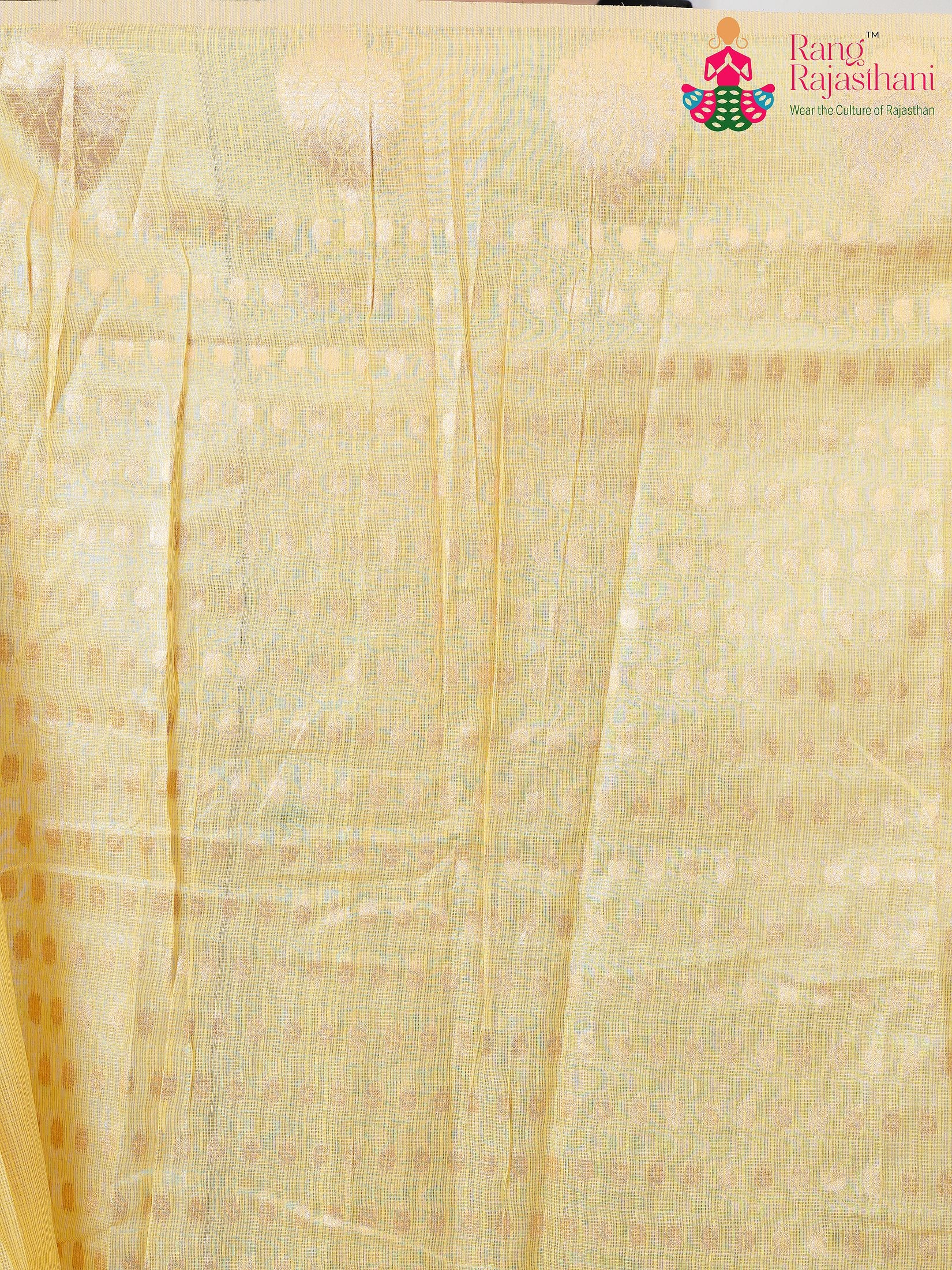 Yellow Imported saree with Printed pleats view