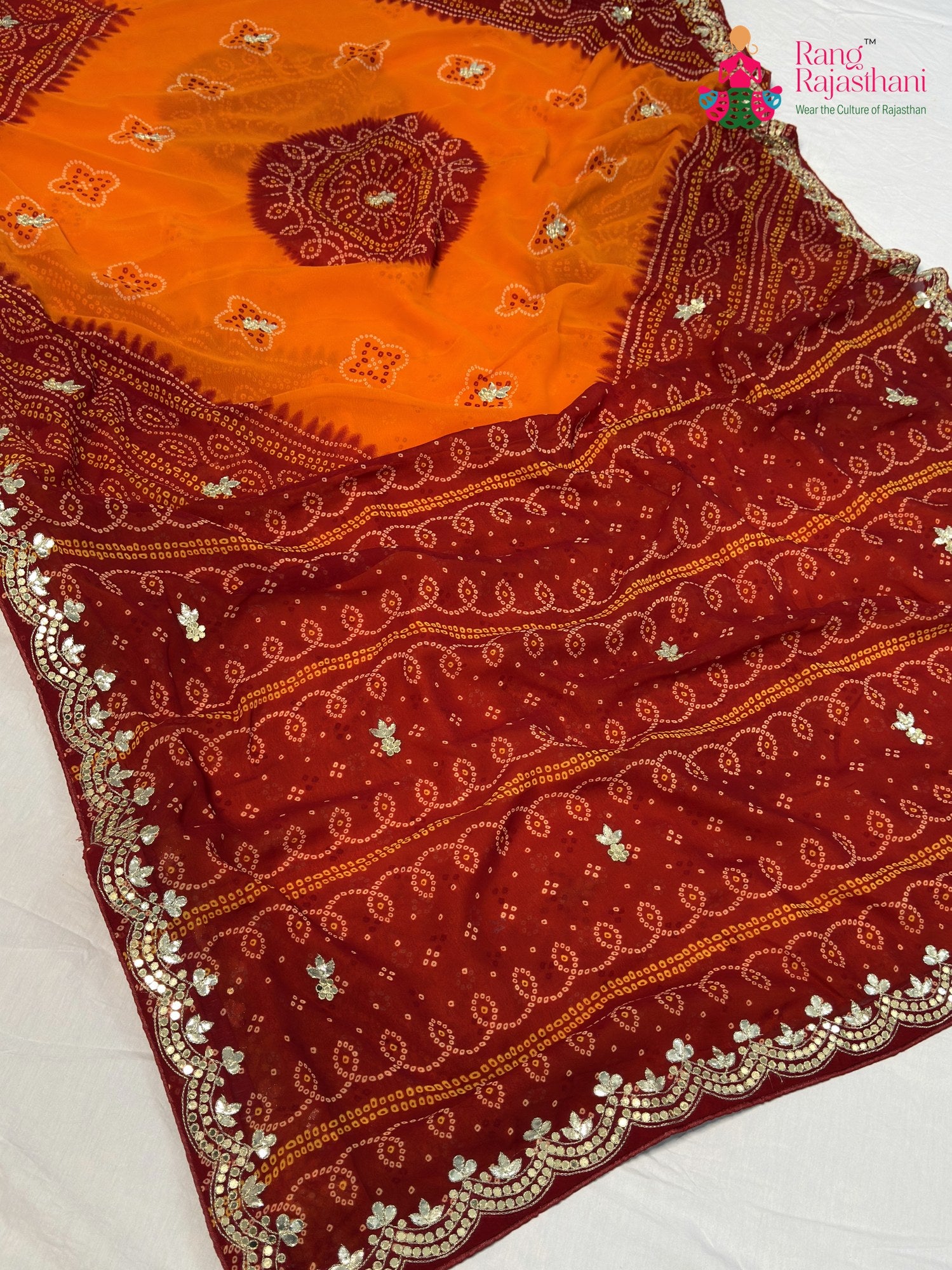Yellow Synthetic Gota Patti Pila Saree for Motherhood Ceremony | Shop Online