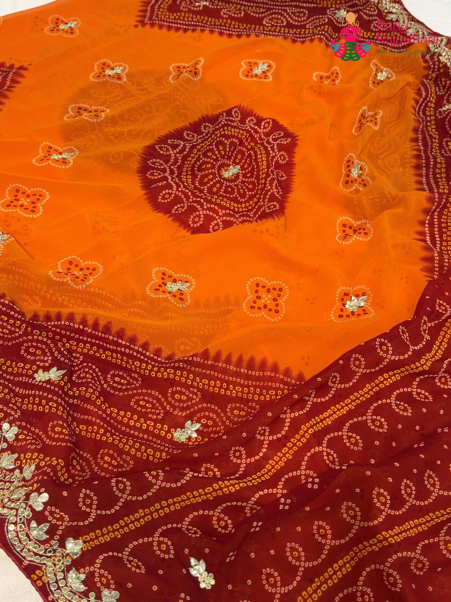 Yellow Synthetic Gota Patti Pila Saree for Motherhood Ceremony | Shop Online