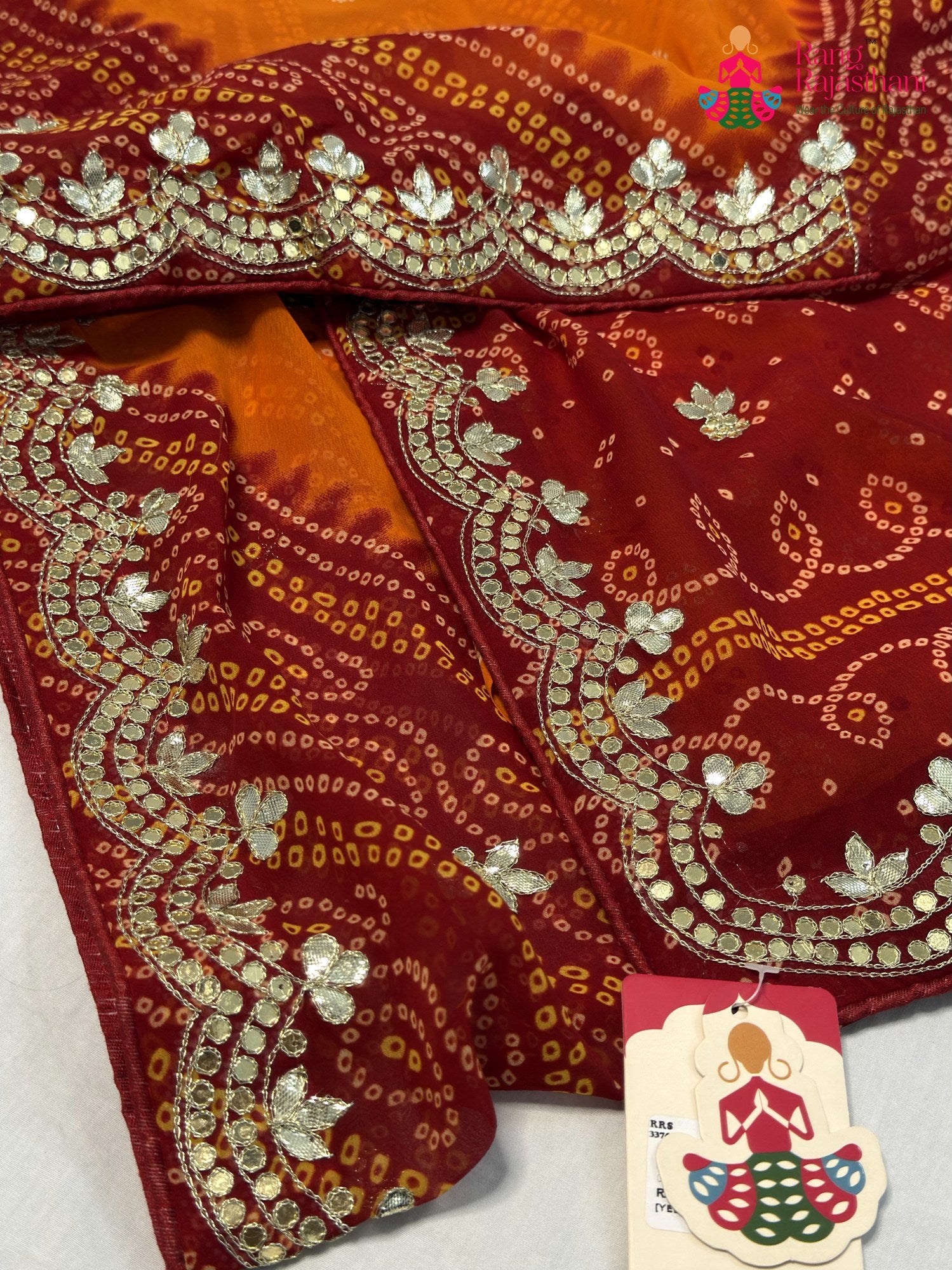 Yellow Synthetic Gota Patti Pila Saree for Motherhood Ceremony | Shop Online