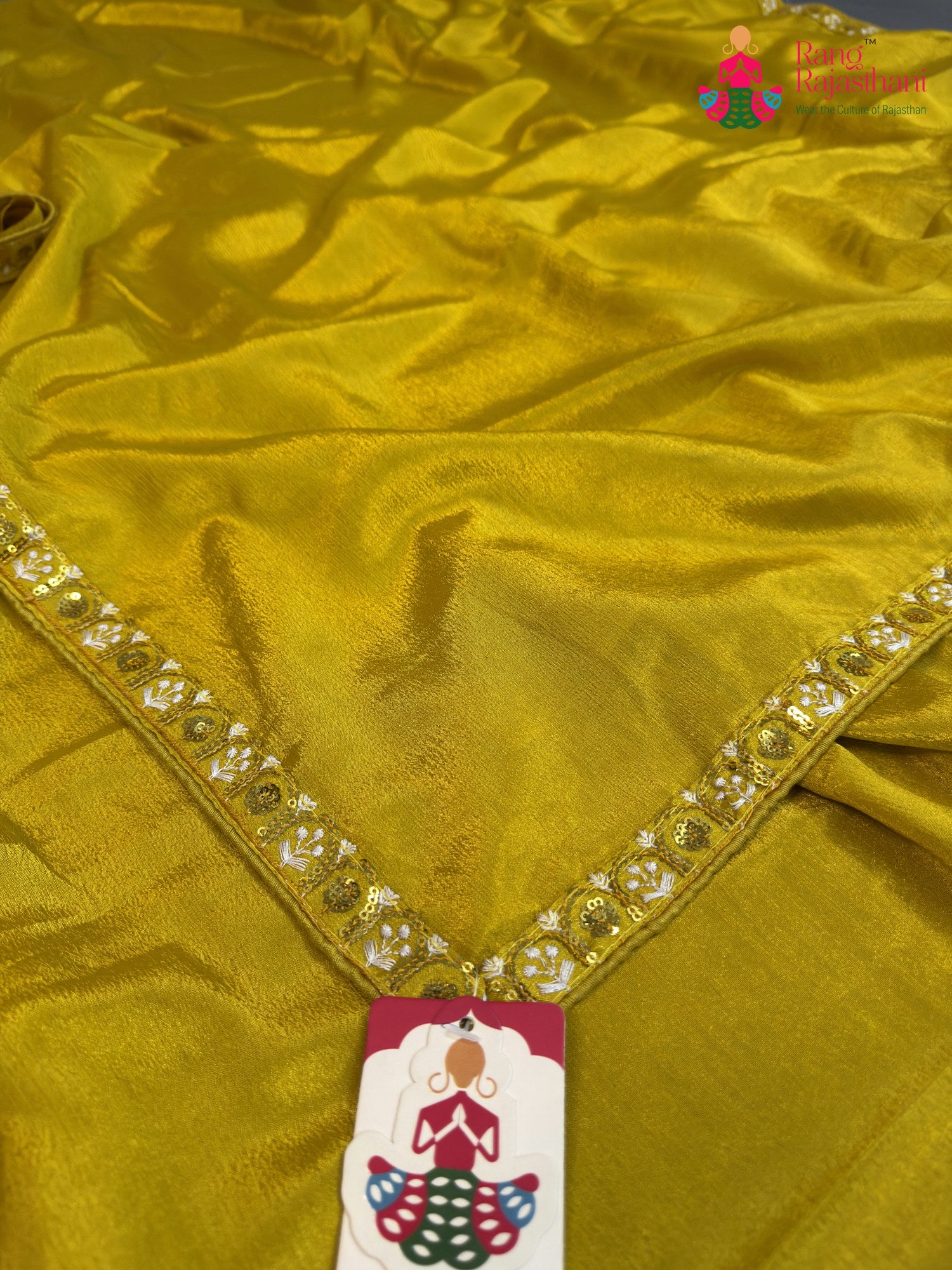 Yellow Synthetic Resham Embroidery Plain Saree for Haldi Ceremony | Traditional Pick