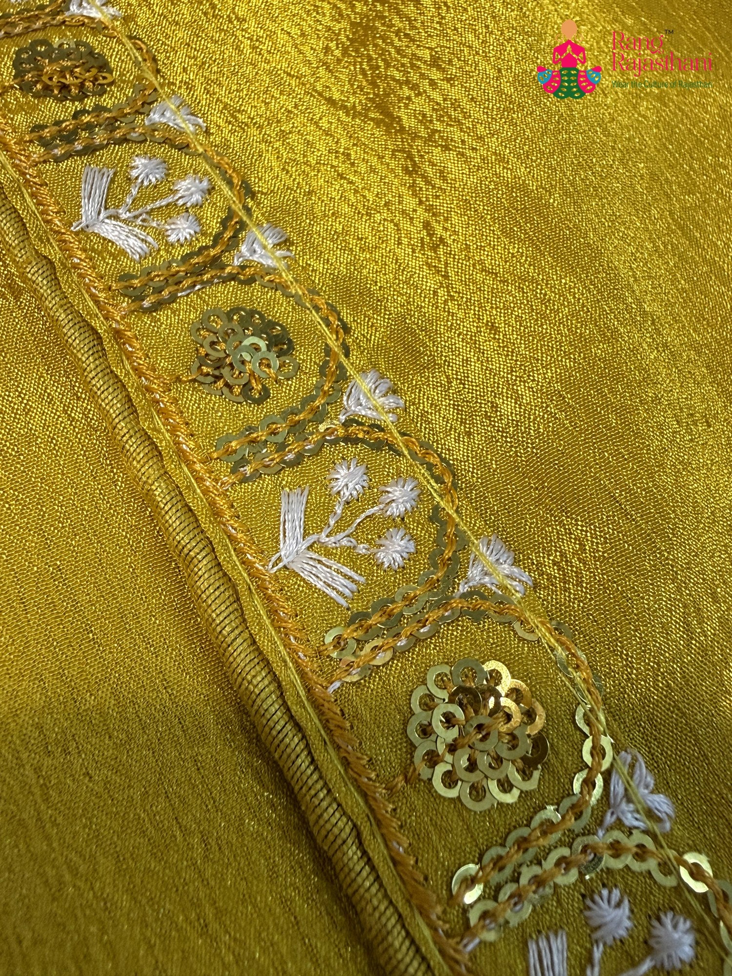 Yellow Synthetic Resham Embroidery Plain Saree for Haldi Ceremony | Traditional Pick