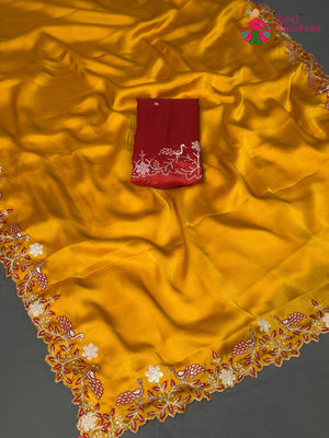 Yellow Art Silk Zari Embroidery Saree for Haldi Ceremony | Festive Collection