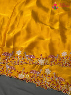 Yellow Synthetic Zari Embroidery Saree for Haldi Ceremony | Ethnic Luxe