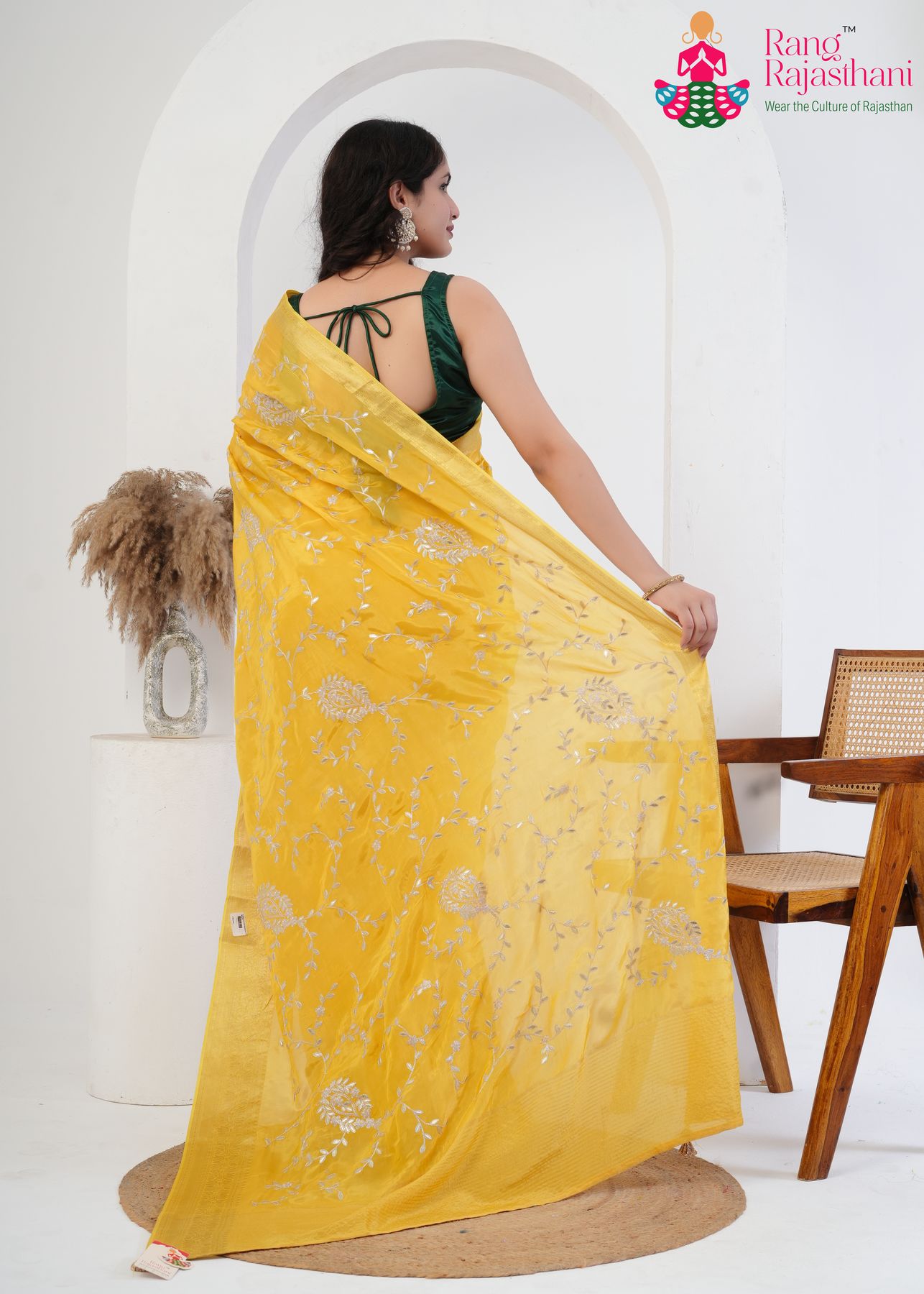 Yellow Silk Jaal-Toned Saree : Subtle Heritage Flow
